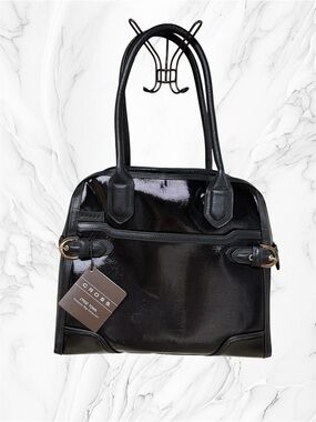 Cross computer bag Black Patent Leather Structured Tote NWT